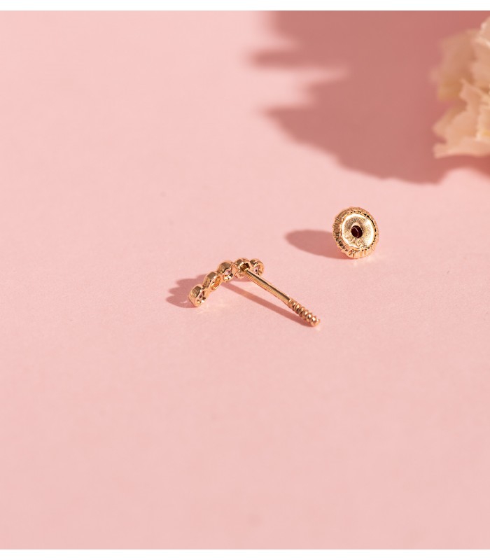 Piercing per orecchie donna Strass, ossidi di zirconio e oro 9 carati - Orecchino ricurvo con piccole pietre
