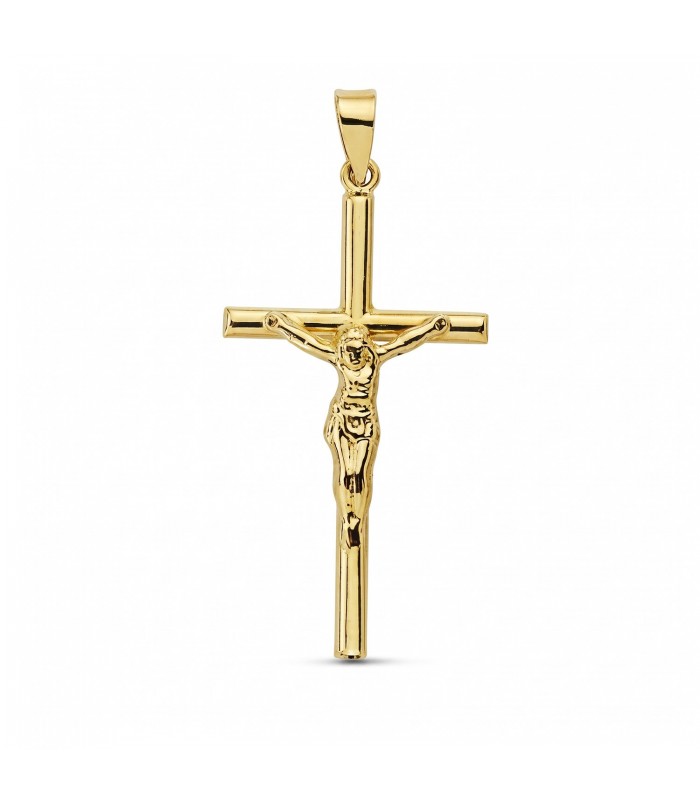 Croix en or pour baptême, homme ou femme - Pendentif crucifix avec Christ, 30 mm
