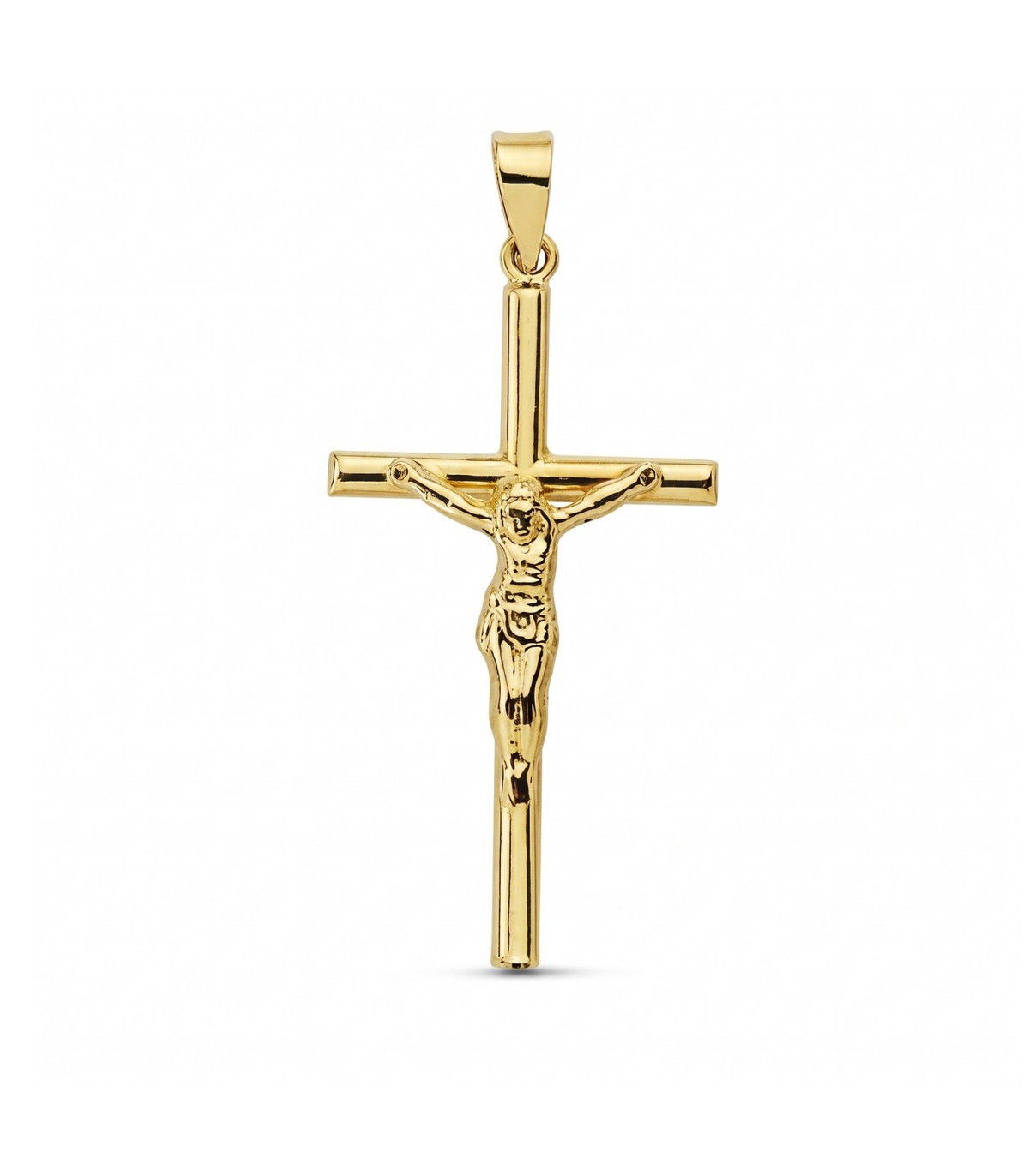 Croix en or pour baptême, homme ou femme - Pendentif crucifix avec Christ, 30 mm