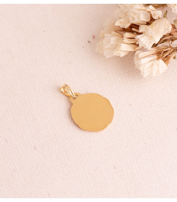 Medalla de oro para bebé Dulce Niño de la flor 18 kilates joya personalizada