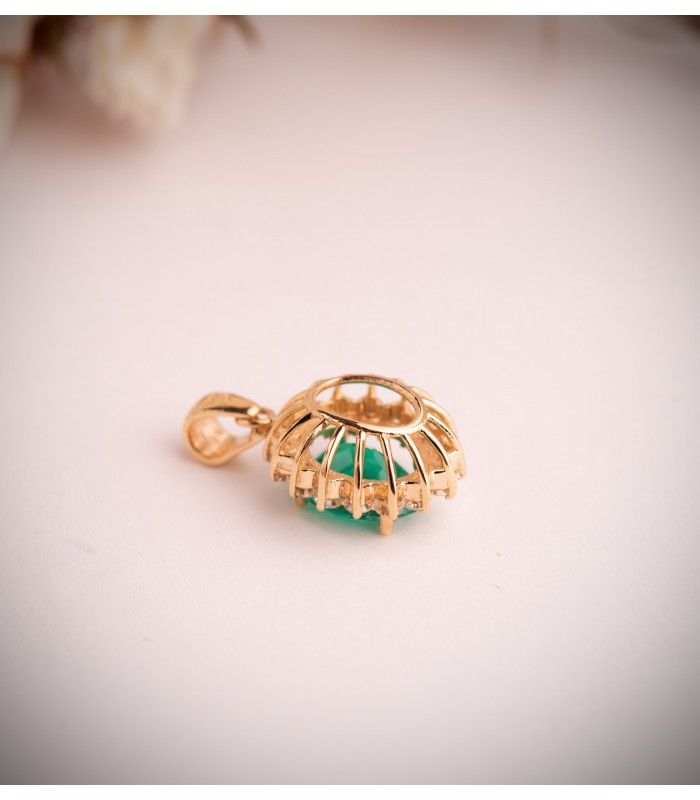 Anhänger Galadriel mit Edelsteinen: Smaragd und Diamanten, aus 750 Gold
