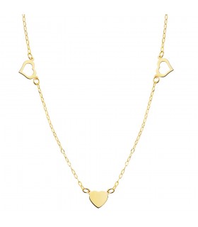Gargantilla con corazones para San Valentín oro amarillo 18K 40 cm - joyería mujer