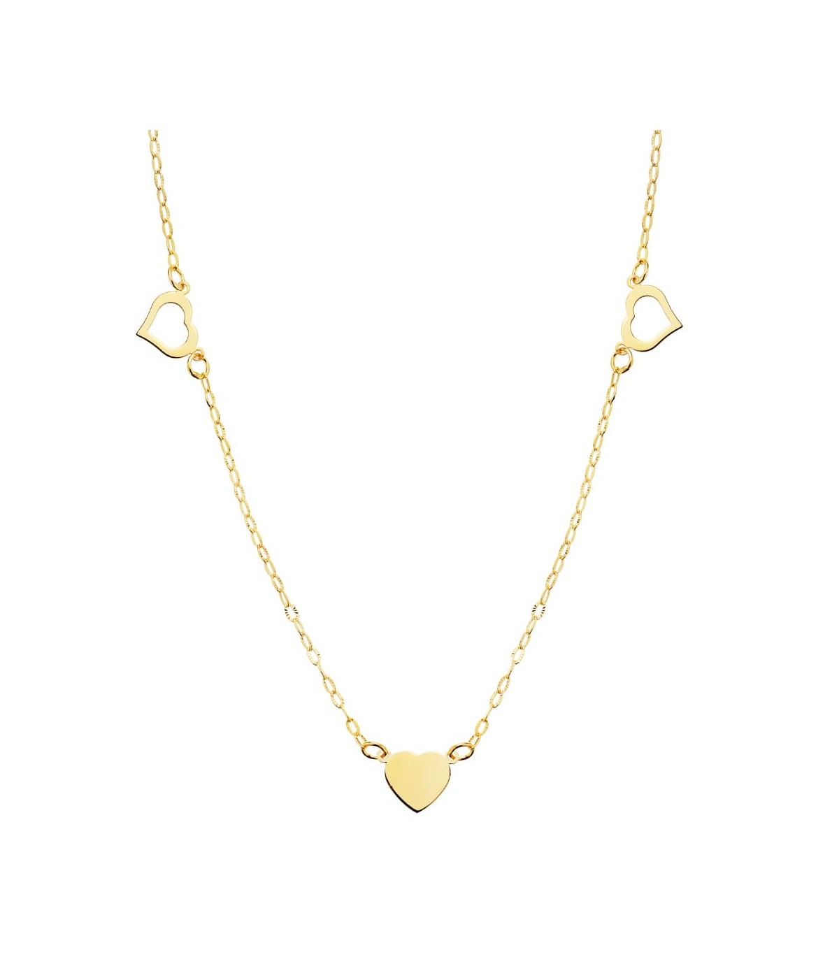 Gargantilla con corazones para San Valentín oro amarillo 18K 40 cm - joyería mujer