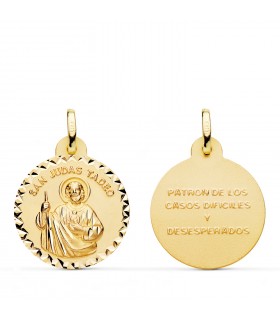 Alda Joyeros, joyería online | Medalla San Judas Tadeo Oro 18K 20mm Talla | Colgante santo, oración, joyas religiosas