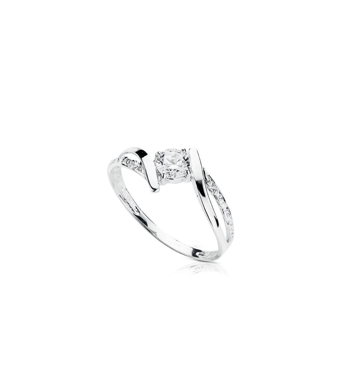Solitario Davinze Anillo de compromiso boda mujer oro blanco 18 kilates