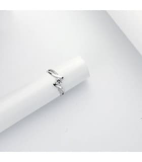 Solitario Davinze Anillo de compromiso boda mujer oro blanco 18 kilates