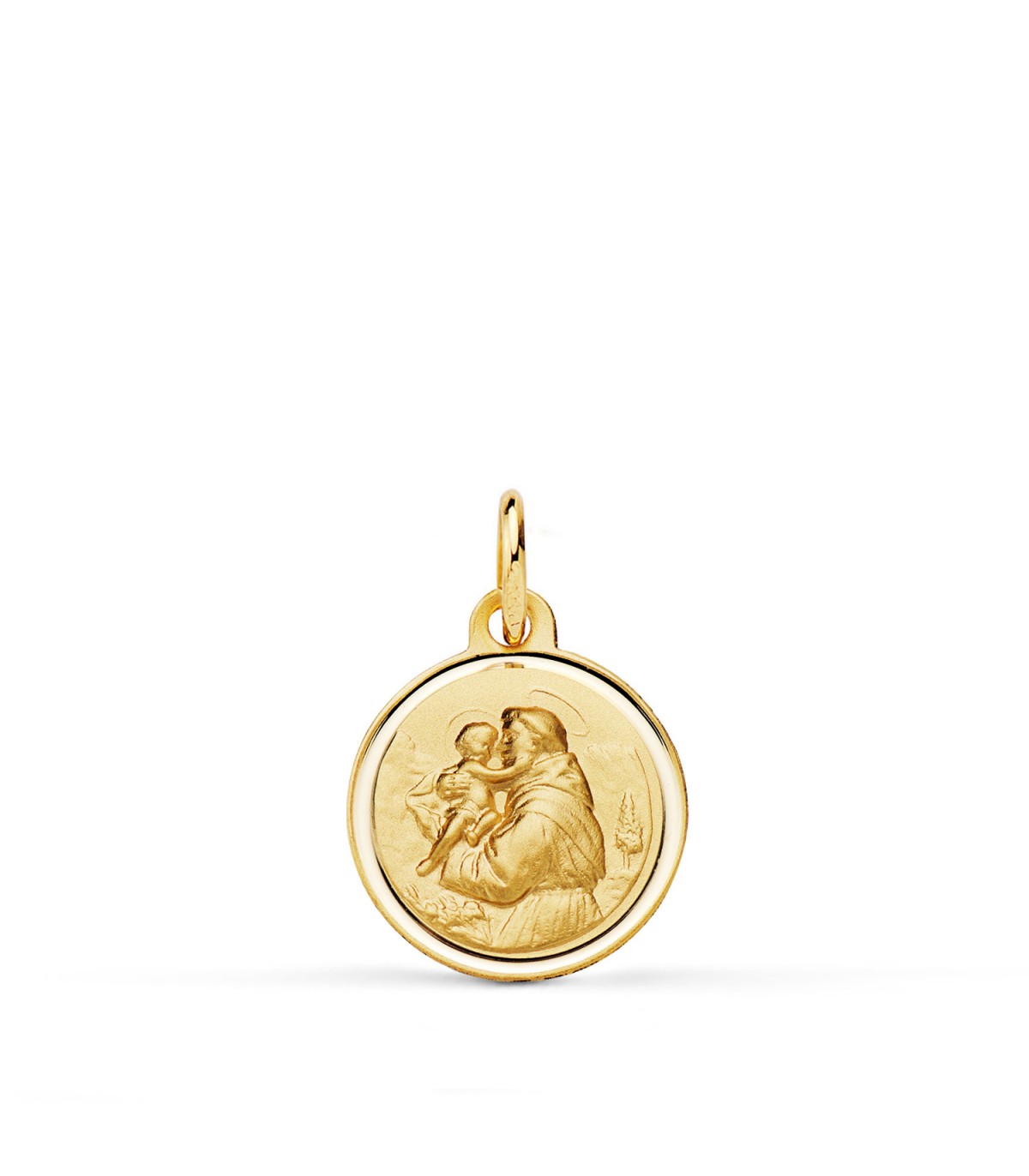 Hl Antonius Medaille Anhänger 750er Gold 14 mm | Religiöse Anhänger online kaufen