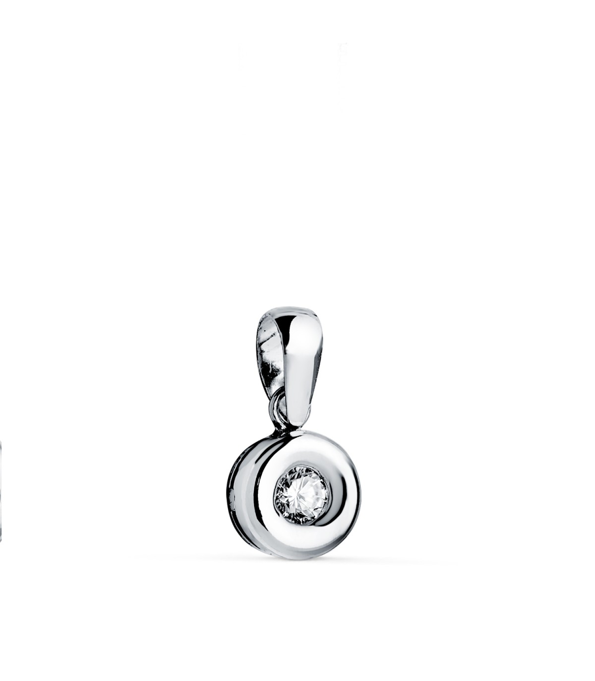 Pendentif solitaire diamant pour femme, modèle Délice 0.100ct Or Blanc 750