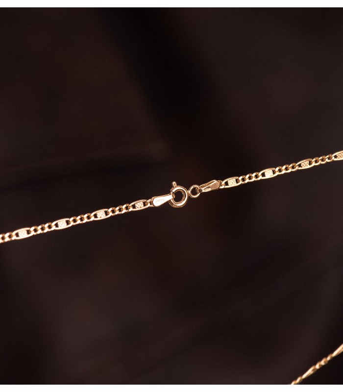 Chaîne en or 18 carats avec maille alternée marine et gourmette, 50 cm, 2 mm, fermoir à ressort. Parfaite pour femme.