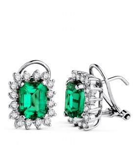 Orecchini Carrie oro bianco 18kt Smeraldi e diamanti