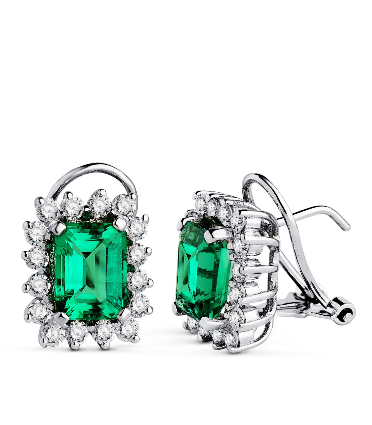 Pendientes Carrie Oro 18K Esmeralda y Diamantes