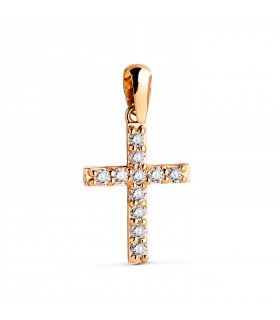 Ciondolo Croce con diamanti Hilde 0.230ct in Oro giallo 750‰ - Gioielli con diamanti per donna.