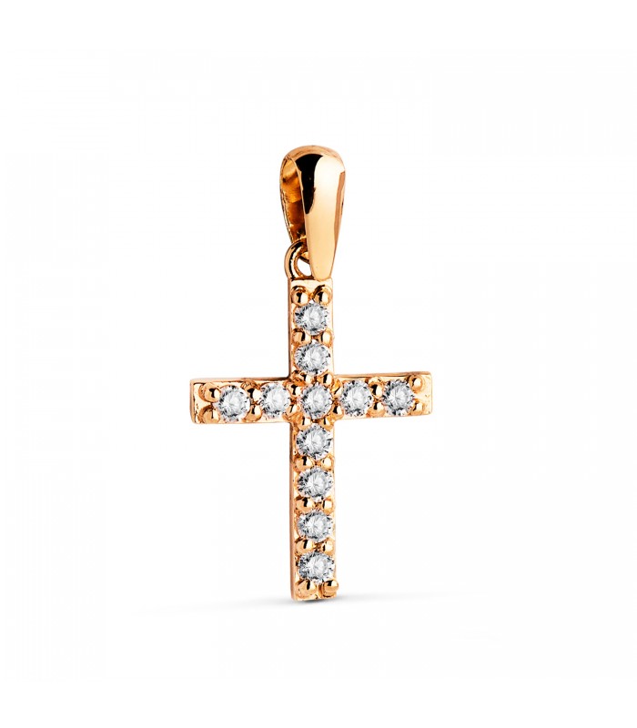 Pendentif Croix avec diamants Hilde 0.230ct Or jaune 750/1000 | Bijoux femme diamants