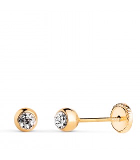 Kugelohrringe Gold, Ø 4 mm | Ohrstecker Damen 750 Gelbgold Flavia Zirkonia