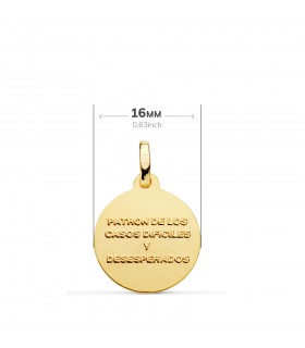 St Judas-Thaddäus Anhänger aus 9k Gold, matt und glänz, 16 mm