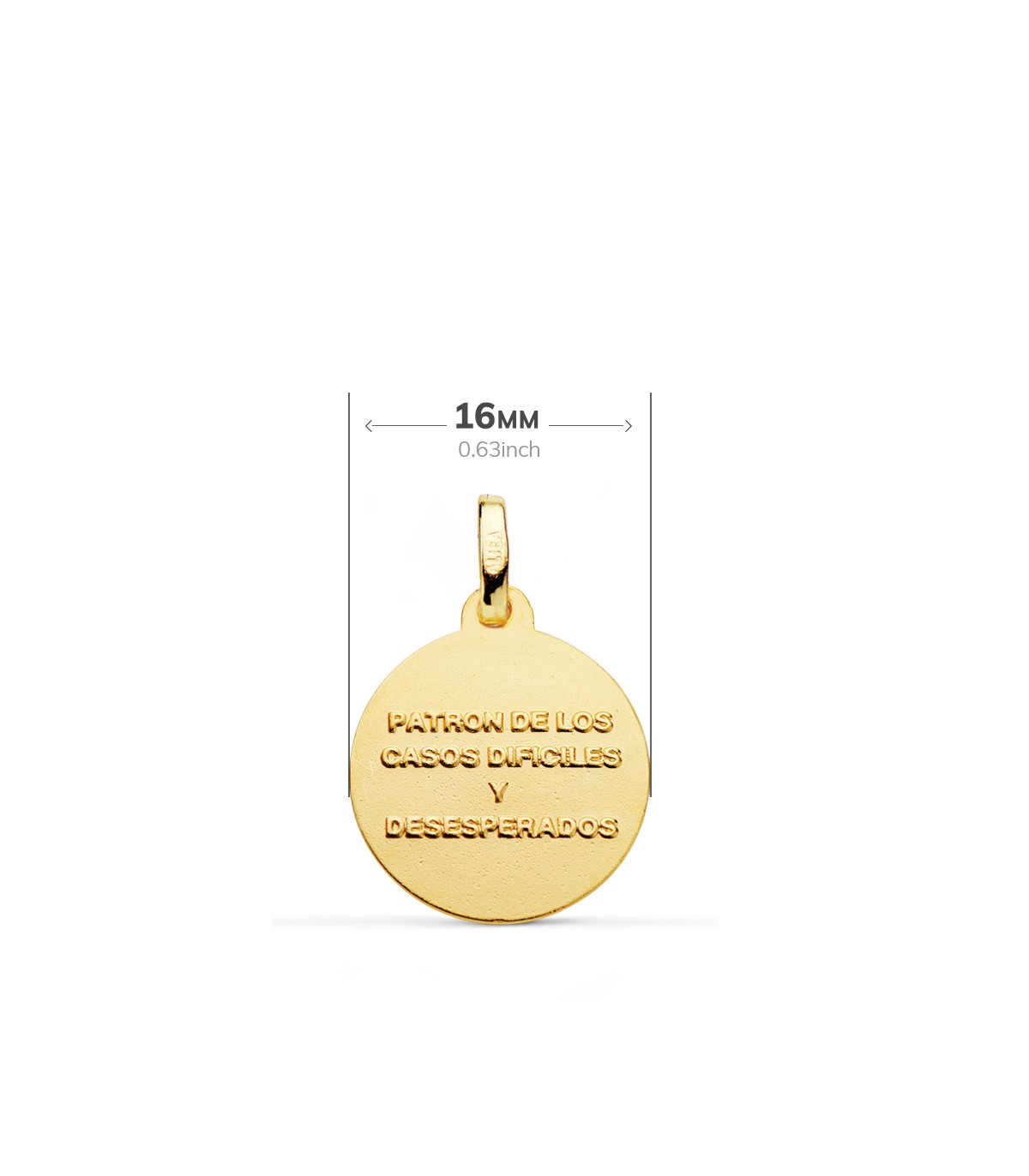 St Judas-Thaddäus Anhänger aus 9k Gold, matt und glänz, 16 mm