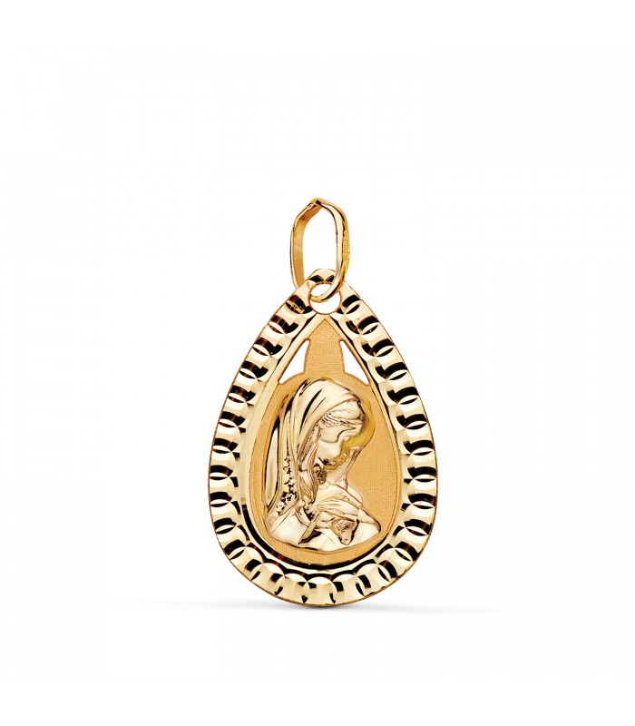 Anhänger 375er Gelbgold Tropfen mit Jungfrau Maria 9K16701