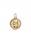 Medalla Virgen Niña Redonda diamantada 18kt 16mm