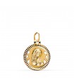 Medalla Virgen Niña 18kt Redonda 16mm diamantada