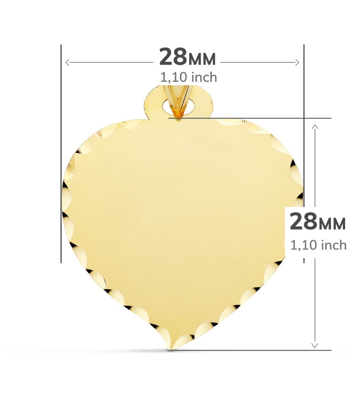 Chapa Colgante Corazón Oro 375 28 mm placa personalizada grabado foto
