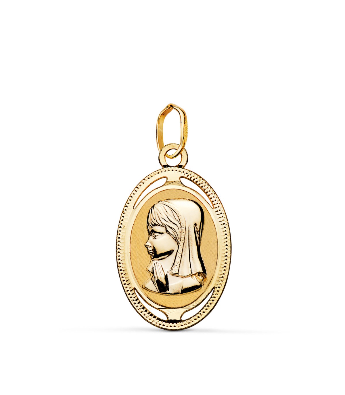 Medaglia ovale Madonnina Maria 18 Kt