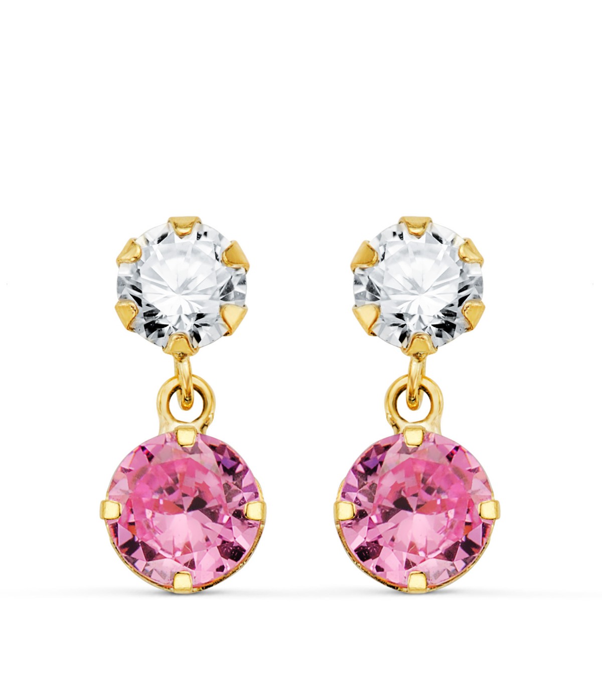 Orecchini pendenti da donna Ibiza oro 18kt con zirconi rosa