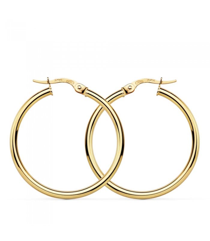 Creolen glanz, für Damen, Durchmesser Ø 29 mm, Ohrringe 375 Gold