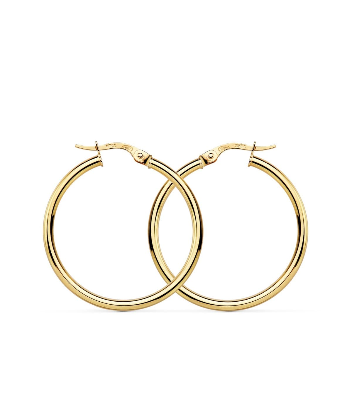 Creolen glanz, für Damen, Durchmesser Ø 29 mm, Ohrringe 375 Gold