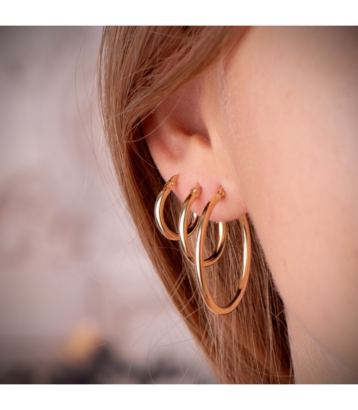 Creolen glanz, für Damen, Durchmesser Ø 29 mm, Ohrringe 375 Gold