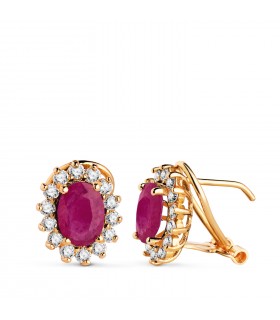 Pendientes Sybil Oro Amarillo 18K Diamantes y Rubí