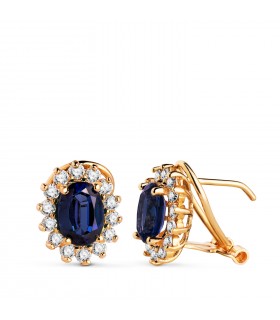 Orecchini Sybil oro giallo 18kt diamanti e zaffiro