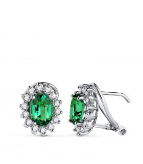 Orecchini Sybil oro bianco 18kt smeraldo e diamanti