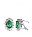 Boucles d'oreilles Sybil Or blanc 18K Émeraude et Diamants