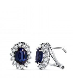 Orecchini Sybil oro bianco 18kt diamanti e zaffiro