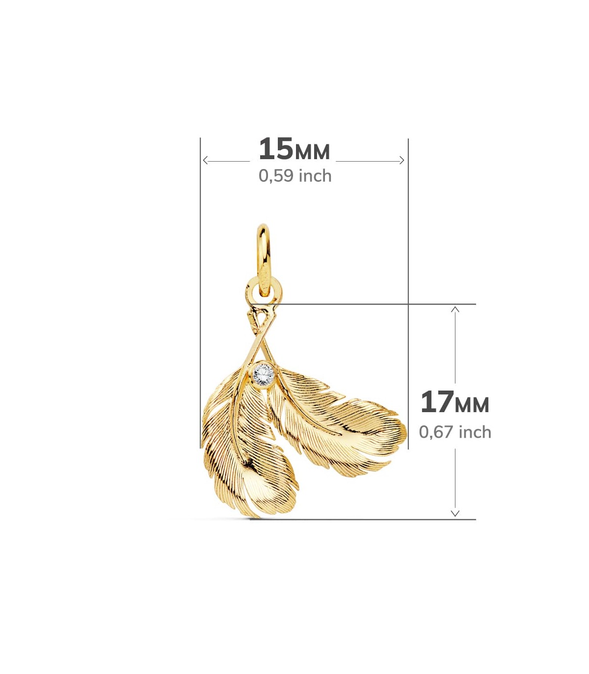 Feder Anhänger, 17 mm, glänz, mit Zirkonia - Schmuck online kaufen