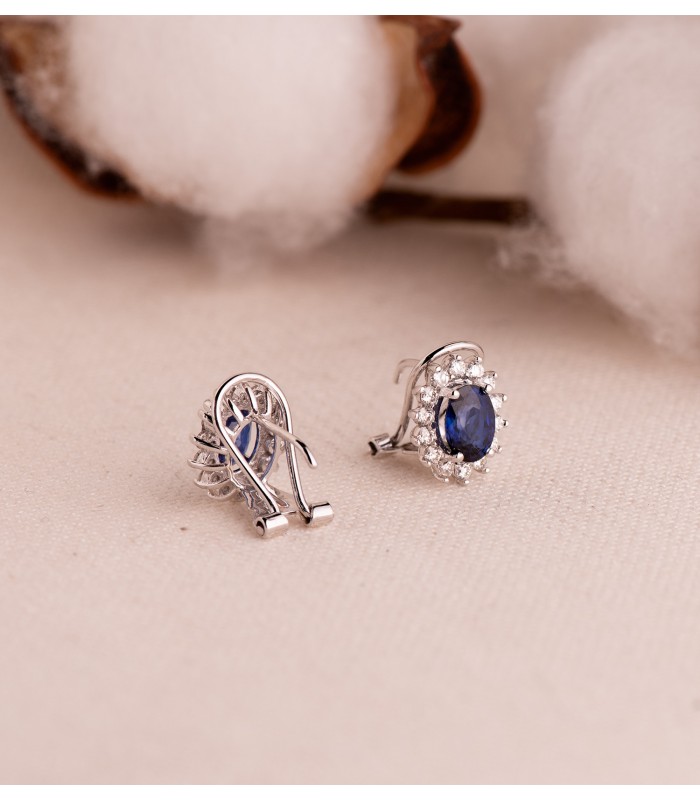 Orecchini Sybil oro bianco 18kt diamanti e zaffiro