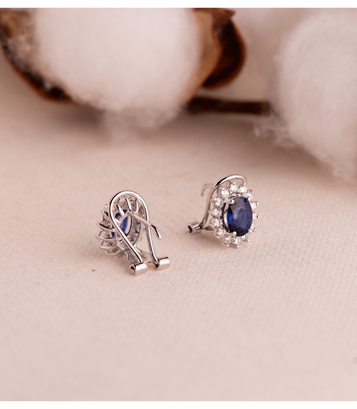 Ohrringe Sybil Saphir  und Diamant 750 Weißgold