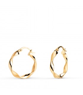 Orecchini a cerchio oro 9Kt 24 mm Torchon, gioielli da donna.