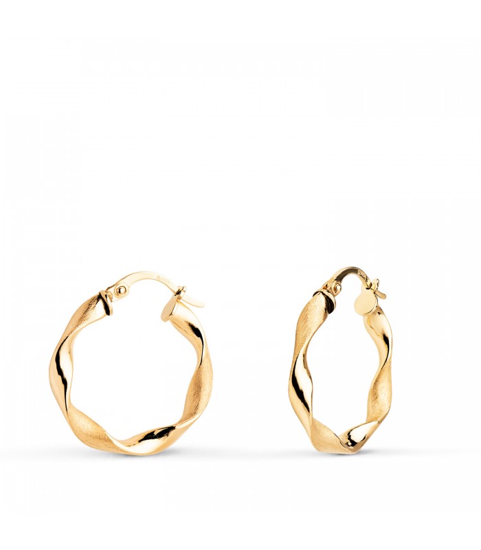 Créoles Or 9K 20 mm Tressées, boucles d'oreilles femme.