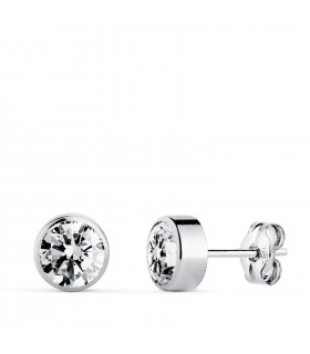 Pendientes chatón Noly Oro Blanco 18 K 6 MM