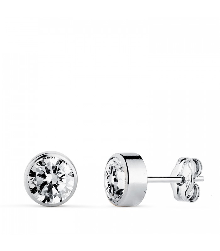 Pendientes chatón Noly Oro Blanco 18 K 6 MM