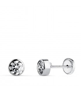 Clous d'oreilles Noly Or Blanc 18 K 5 MM, boucles d'oreilles solitaires pour enfants