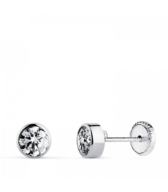 Clous d'oreilles Noly Or Blanc 18 K 5 MM, boucles d'oreilles solitaires pour enfants