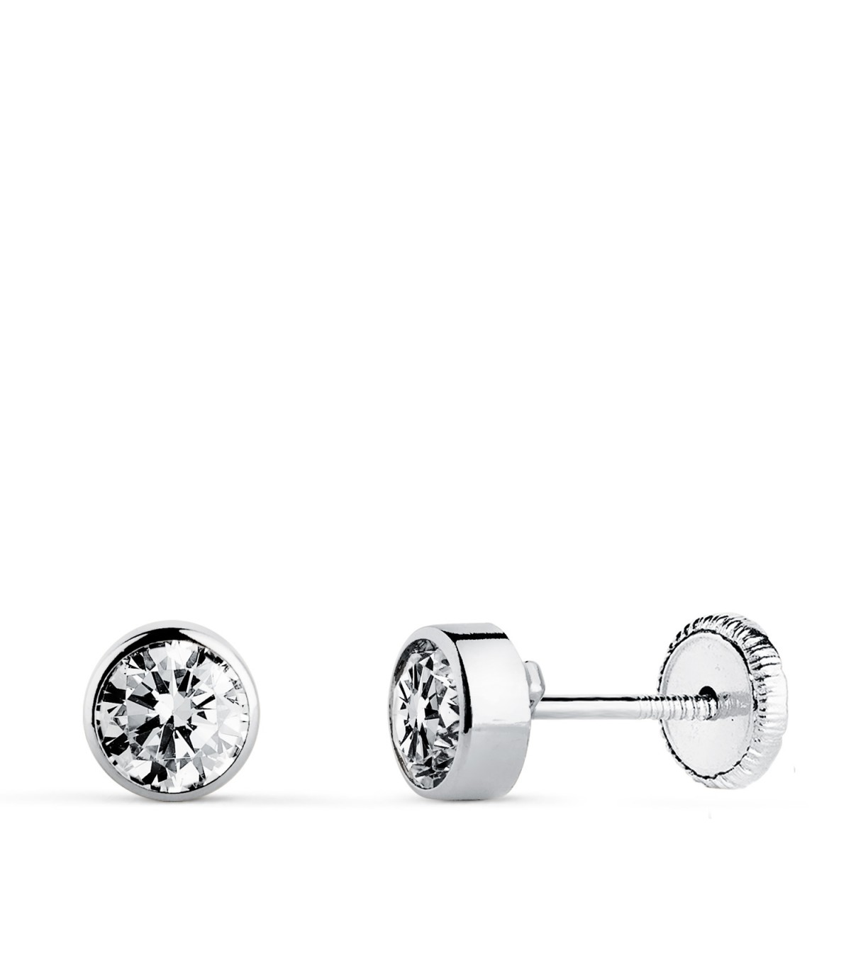 Pendientes Bebé Noly Oro Blanco 18 K 5 MM, dormilonas y piercings de oreja
