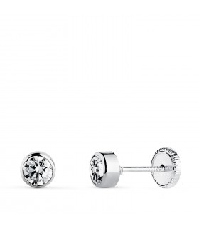 Pendientes Bebé Noly Oro Blanco 18 K 4 MM, chatones dormilonas