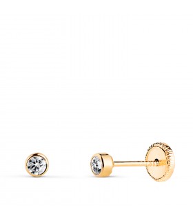 Pendientes Bebé Noly Oro Amarillo 18 K 3 MM, chatones y dormilonas para niña y piercings