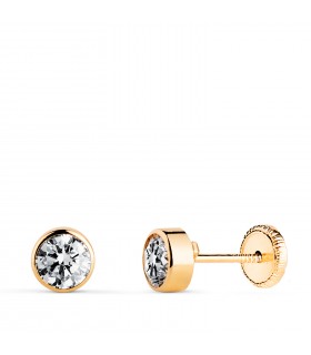 Pendientes niña Noly Oro Amarillo 18 K 5 MM, chatones, dormilonas.