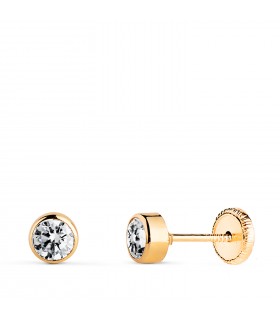 Puces d'oreilles Bébé Noly Or Jaune 18 K 4 MM avec zircones