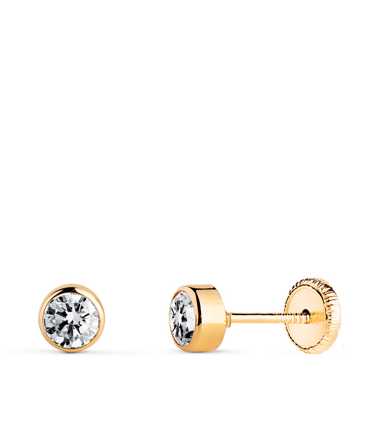 Solitär-Ohrstecker 18K Weißgold, Zirkonia 4 mm Zargenfassung