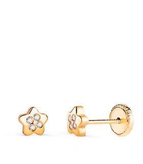 Orecchini stella Fantina oro giallo 18 Kt 5 mm, da bimba e bambina o piercing all'orecchio da donna